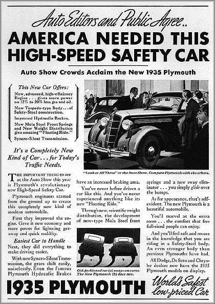 1935 Plymouth PJ reklaminis straipsnis